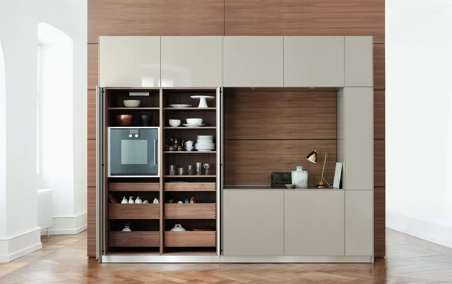 bulthaup B3 wall unit with walnut interior